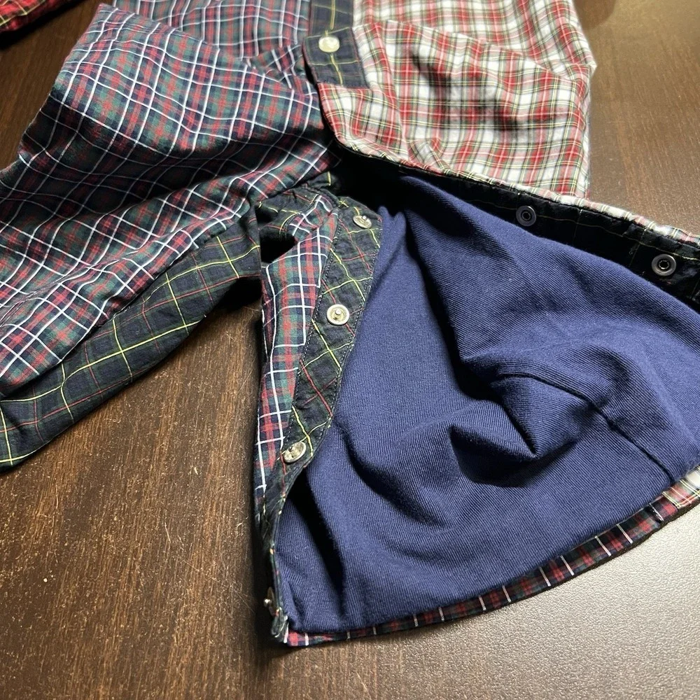 Ralph Lauren‎ Unisex Size 9M Patchwork Plaid One-Piece Romper Lined EUC